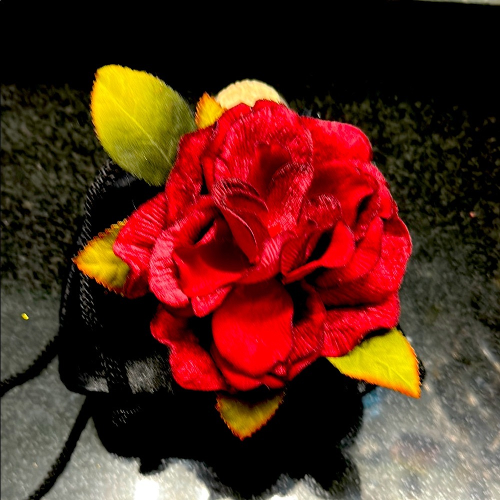 Elegant Red Floral Evening Bag